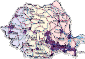 Carte de Roumanie avec zones GSM